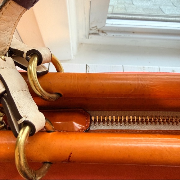 COACH | Louisa Satchel (2011) #19276, Beige and Coral Color Block - Picture 9 of 17